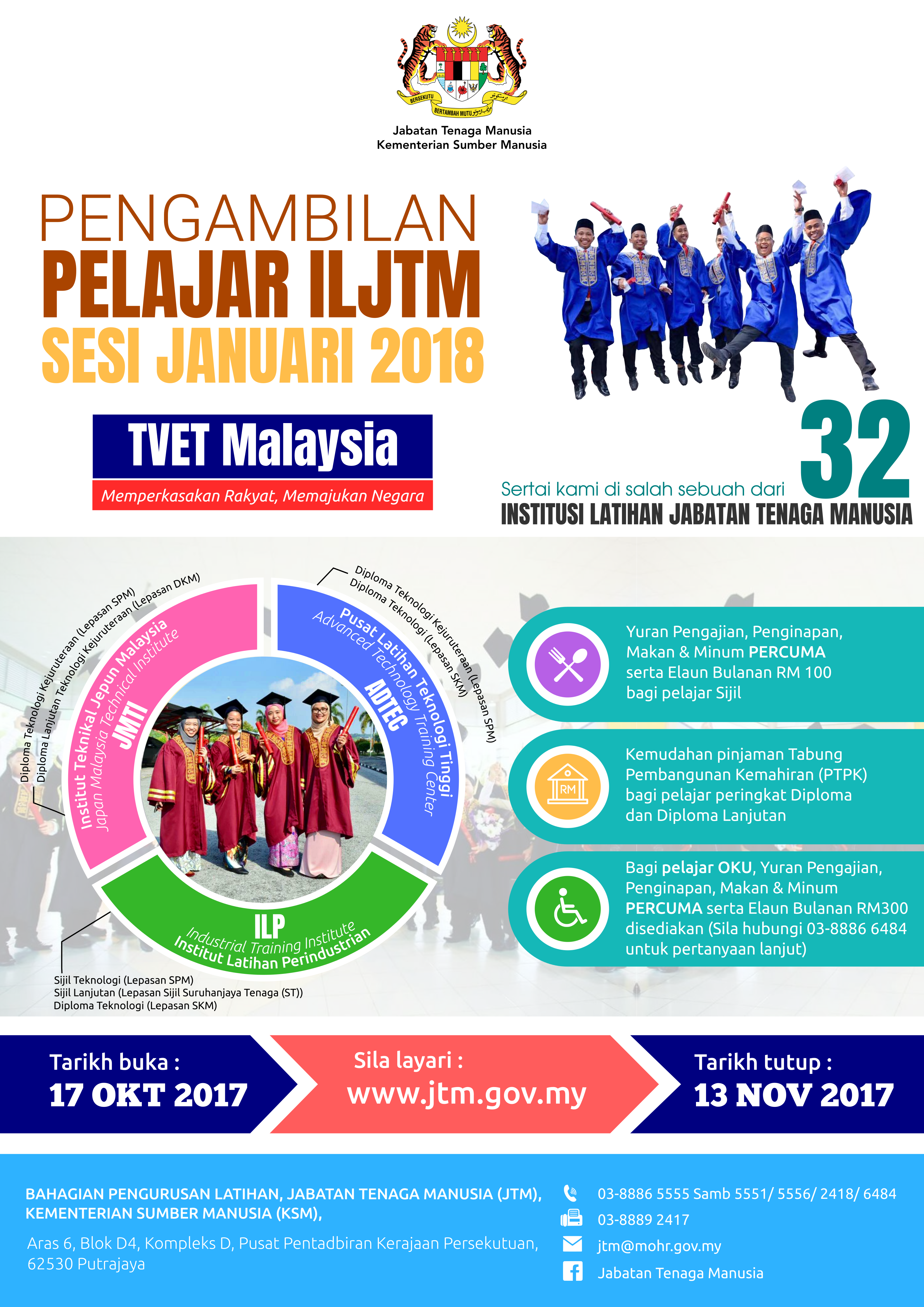 PERMOHONAN KEMASUKAN KE ILJTM SESI JANUARI 2018 KINI DIBUKA